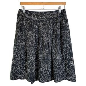 ANTHROPOLOGIE Women's 52 Conversations Colloquial Skirt Sz 6 Black Floral Linen